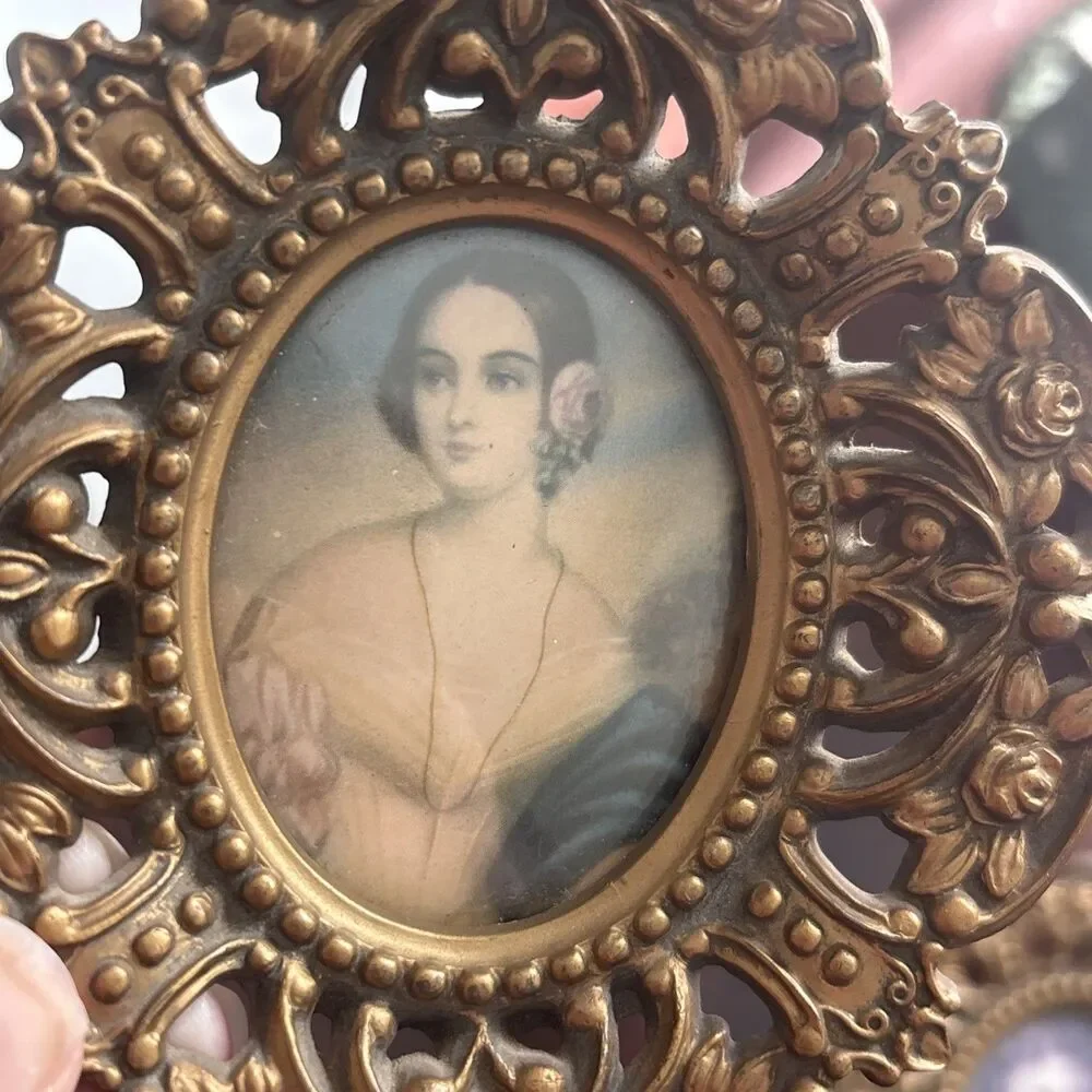 Vintage Cameo Creations Dual Portraits, Convex Glass, Made In France